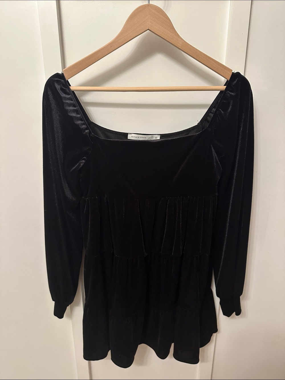 Altar’d State Velvet Tiered Mini Dress - Small